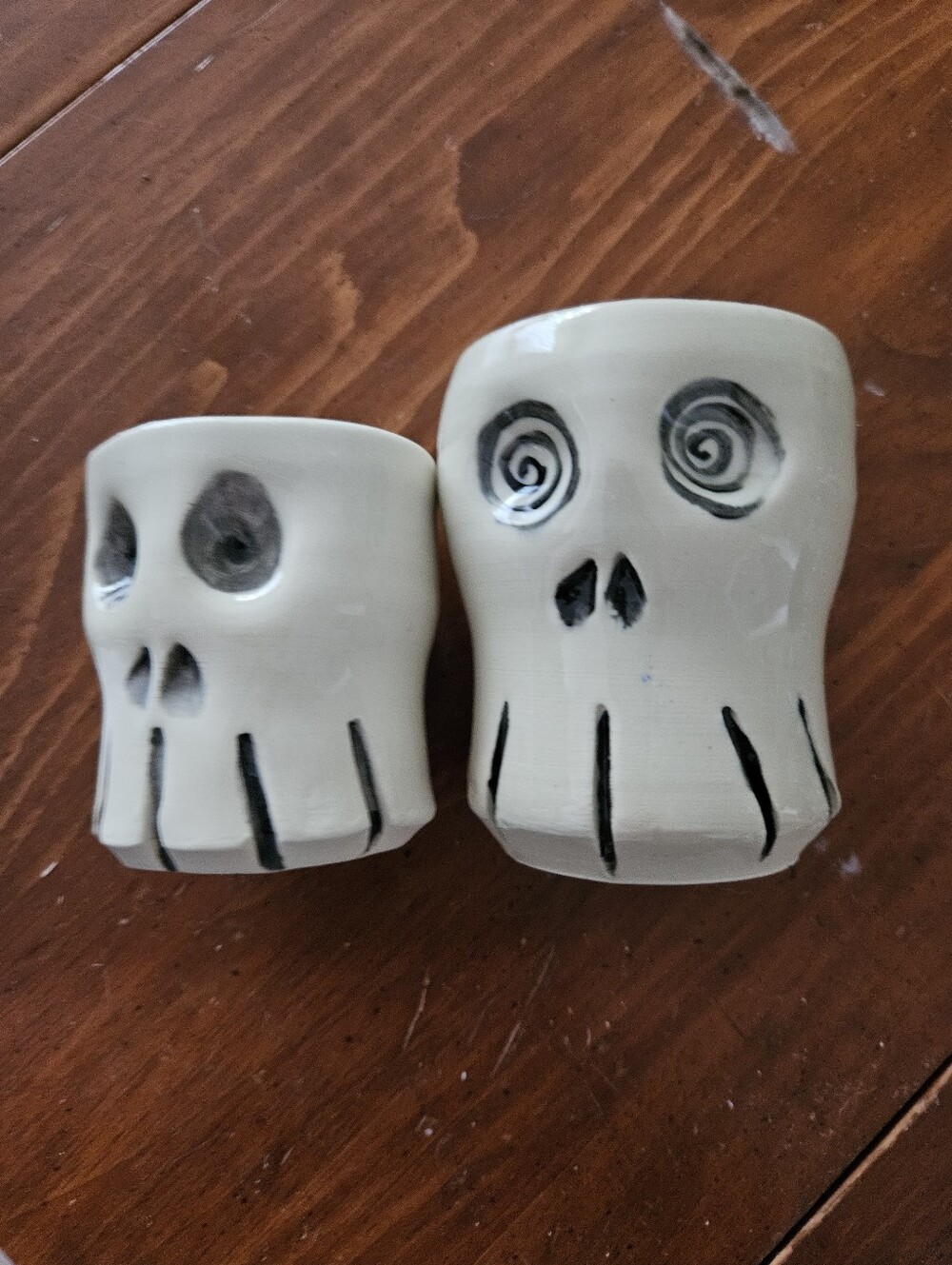 Handcrafted Skull Ceramic Glasses in Cream - Set of 2